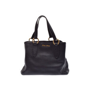 Miu Miu Vitello Carib Handbag Black Leather